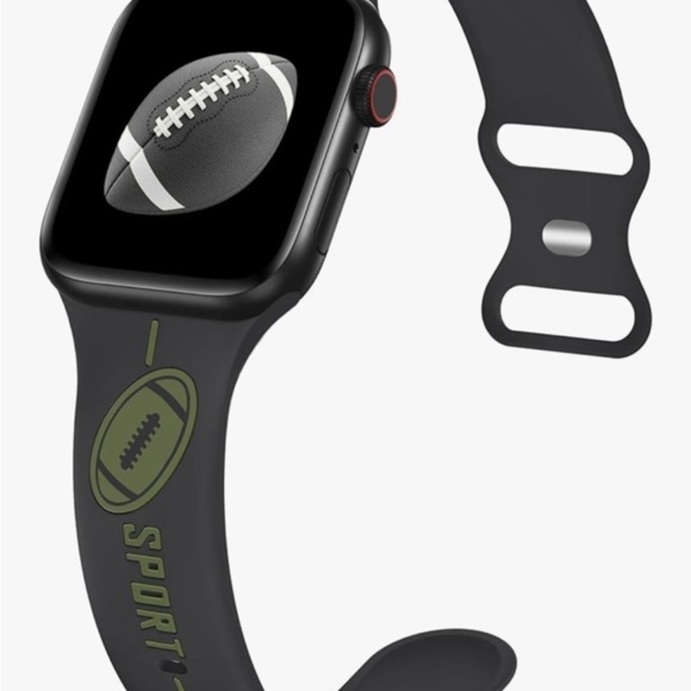 Black Sports Band for Apple Smartwatch with Football Design
